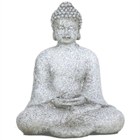 Meditations Buddha i grå 12 cm - grå