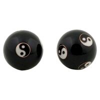 Meditations kugler ( Yin & Yang ) i sort på Ø4 cm i flot æske
