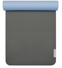 Yogamåtte Pro på 61 cm x 183 cm og 6 mm tyk - antrasit/lyseblå 