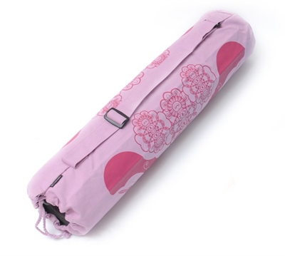 Yoga taske i lyserød bomuld med mønster - 65 cm 