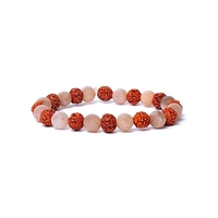 Armbånd med Rudraksha & fersken månesten – AA-kvalitet, 