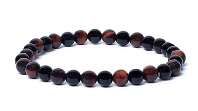 Phoenix armbånd sort onyx/rød tigerøje elastik i AA-kvalitet