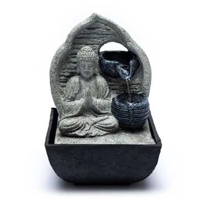 Buddha vandfontæne grå - 13.3 x 13.3 x 18 cm