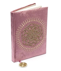 Notesbog i fløjlsgammelrosa med Livets Blomst - 20 x 15 cm 