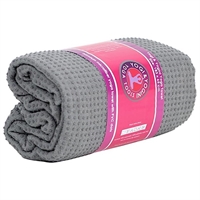 Yoga towel silicone slip resistant - grå 183x65 cm