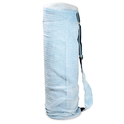Yoga taske i bomuld 65 x19 cm med lyslås og rem - turkis