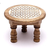 Alterbord hvid - Livets blomst i hvid tryk Ø15 x 10 cm