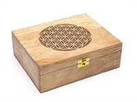 Te æske inddelt i rum til tebreve - Flower of Life tea box