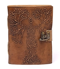 Notesbog Gudinde & Livets Træ med omslag i imiteret læder - 13 x 18 cm  