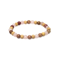Armbånd med thulit, rosenkvarts & tulsi – 6 mm