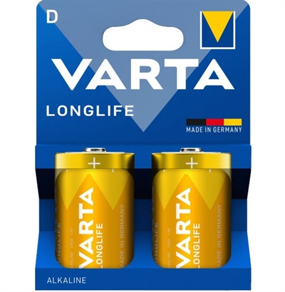 Alkaline D batterier  pakke med 2 stk. - Varta Longlife
