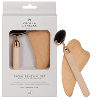 Gaveæske med ansigtsmassage-sæt – (gua sha + rulle) - fra Croll & Denecke