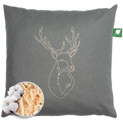 Fyrrepude grøn med motiv af hjortehoved i guld - 30 x 30 cm