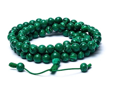 Phoenix armbånd Mala malakit-look (syntetisk) 108 perler