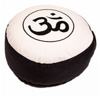 Meditationspude i sort / creme farvet med print