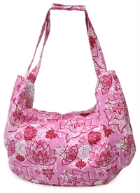 Yoga taske i bomuld med pink mønster - 39 x 60 x 14 cm 