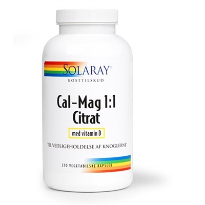 Calcium Magnesium Citrat 1:1 med D-vitamin - 270 kapsler