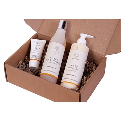 Gaveæske Amber Body Lotion, Shower Gel og Shampoo