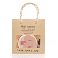 Gavepose til ansigtet med rosa ler , ansigtsolie , natursvamp , peeling pad