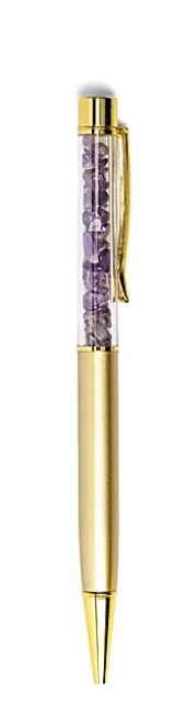 Kuglepen med ædelsten -  Lilla Ametyst 