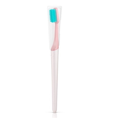 Tandbørste miljøvenlig og med udskiftelig børstehoved - lyserød