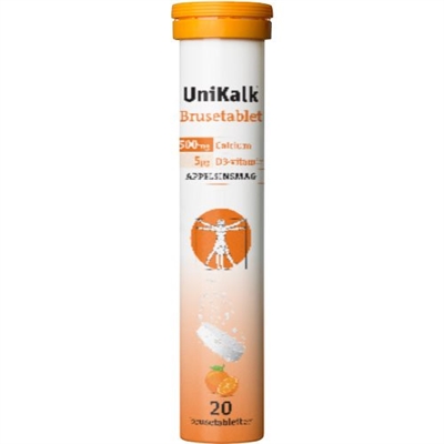 UniKalk Brusetablet m. appelsinsmag - 20 stk. 