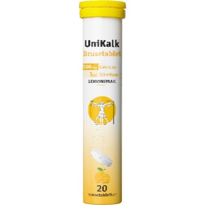 UniKalk Brusetablet m. Lemonsmag - 20 stk. 