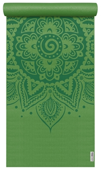 Yogamåtte med spiral mandala mønster 183 cm x 61 cm x 4 mm - grøn